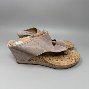 Donald J Pliner  Cork Heel Leather Cross Strap Wedge Sandals Shoes 8M